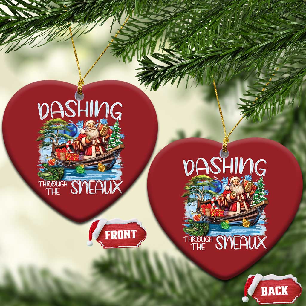 Funny Xmas Cajun Louisiana Christmas Ornament Dashing Through The Sneaux Santa Alligator TS11