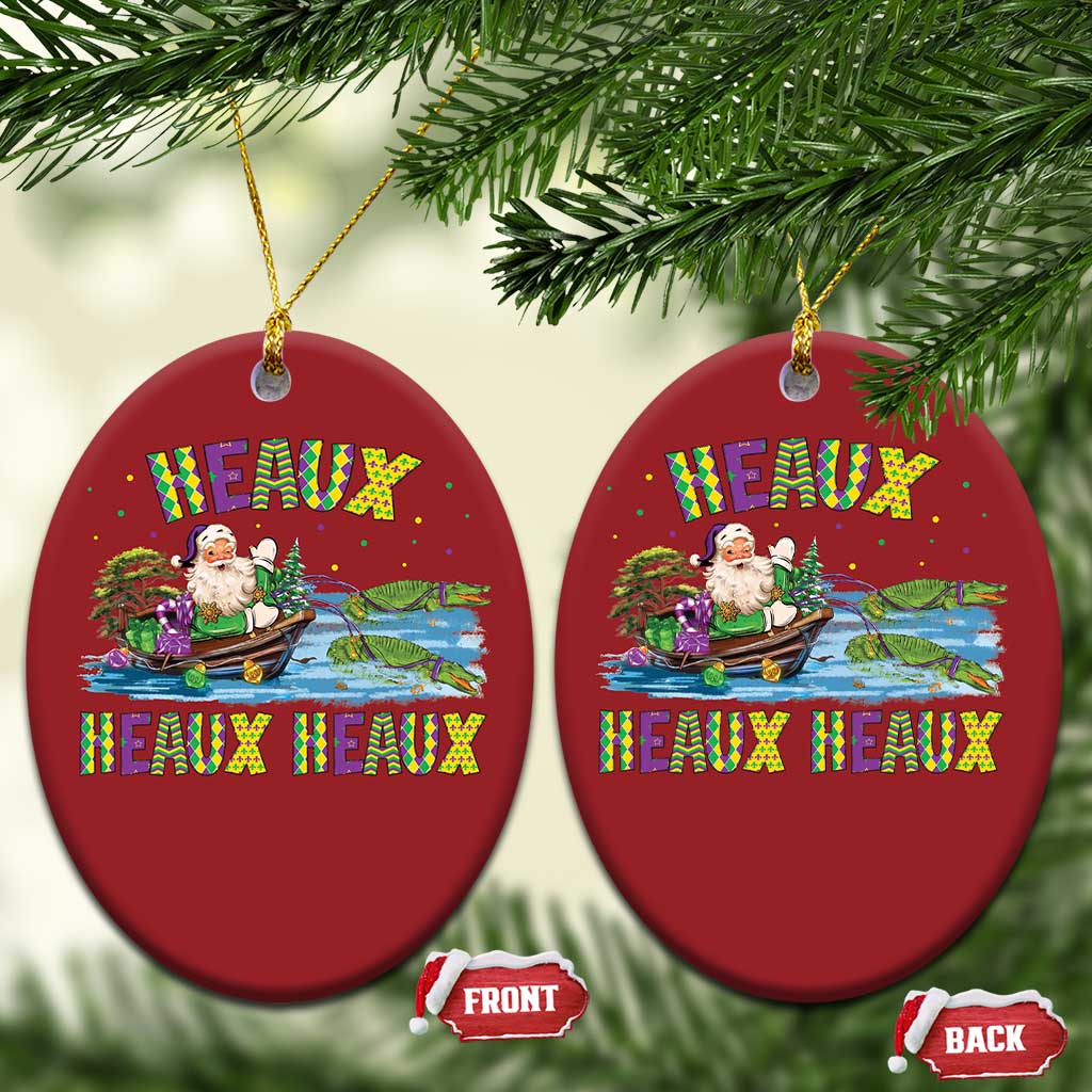 Funny Xmas Cajun Louisiana Christmas Ornament Heaux Heaux Heaux Santa Alligator TS11