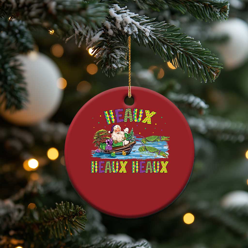 Funny Xmas Cajun Louisiana Christmas Ornament Heaux Heaux Heaux Santa Alligator TS11