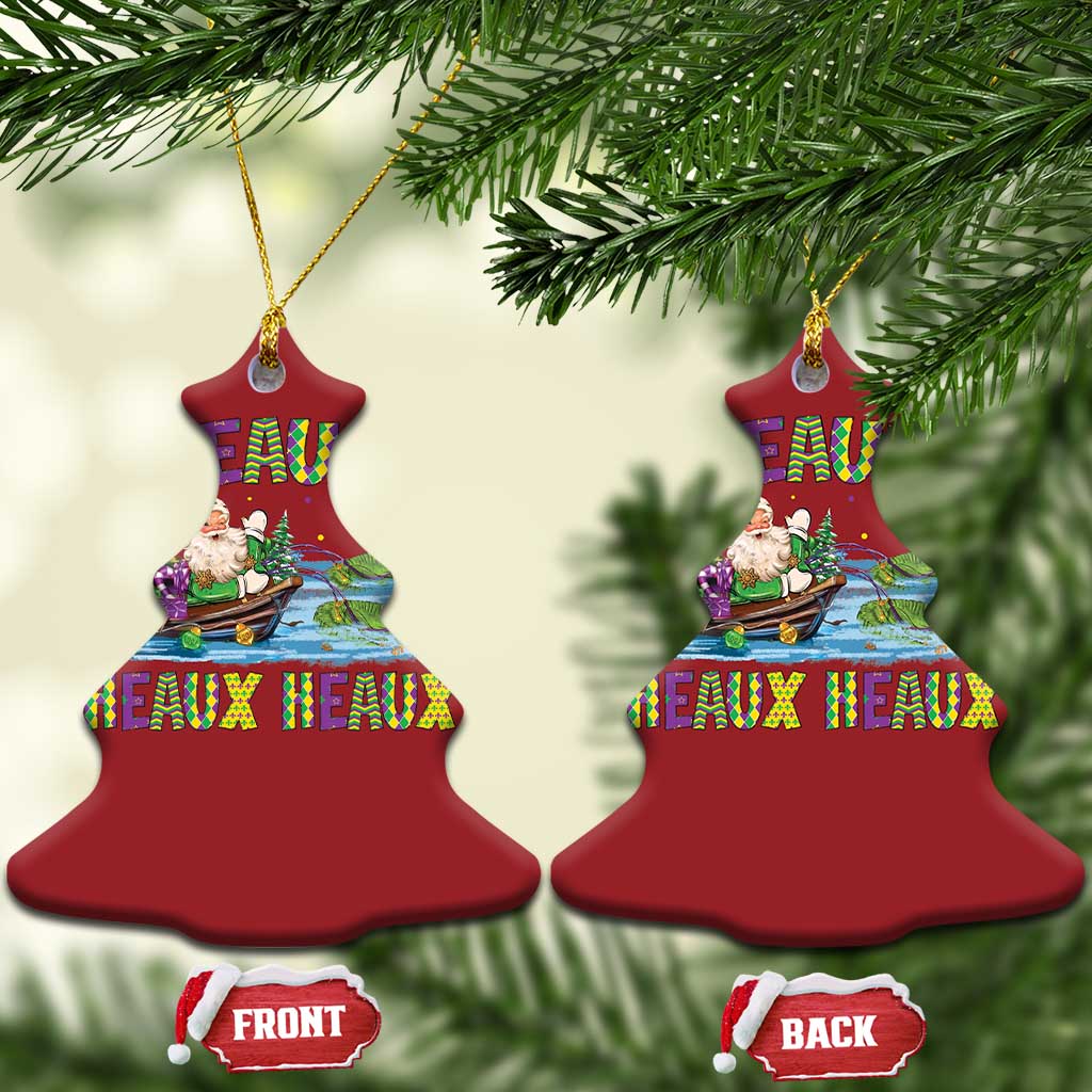 Funny Xmas Cajun Louisiana Christmas Ornament Heaux Heaux Heaux Santa Alligator TS11