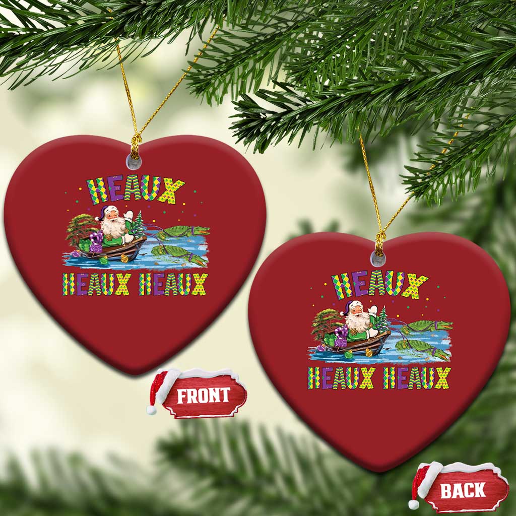 Funny Xmas Cajun Louisiana Christmas Ornament Heaux Heaux Heaux Santa Alligator TS11