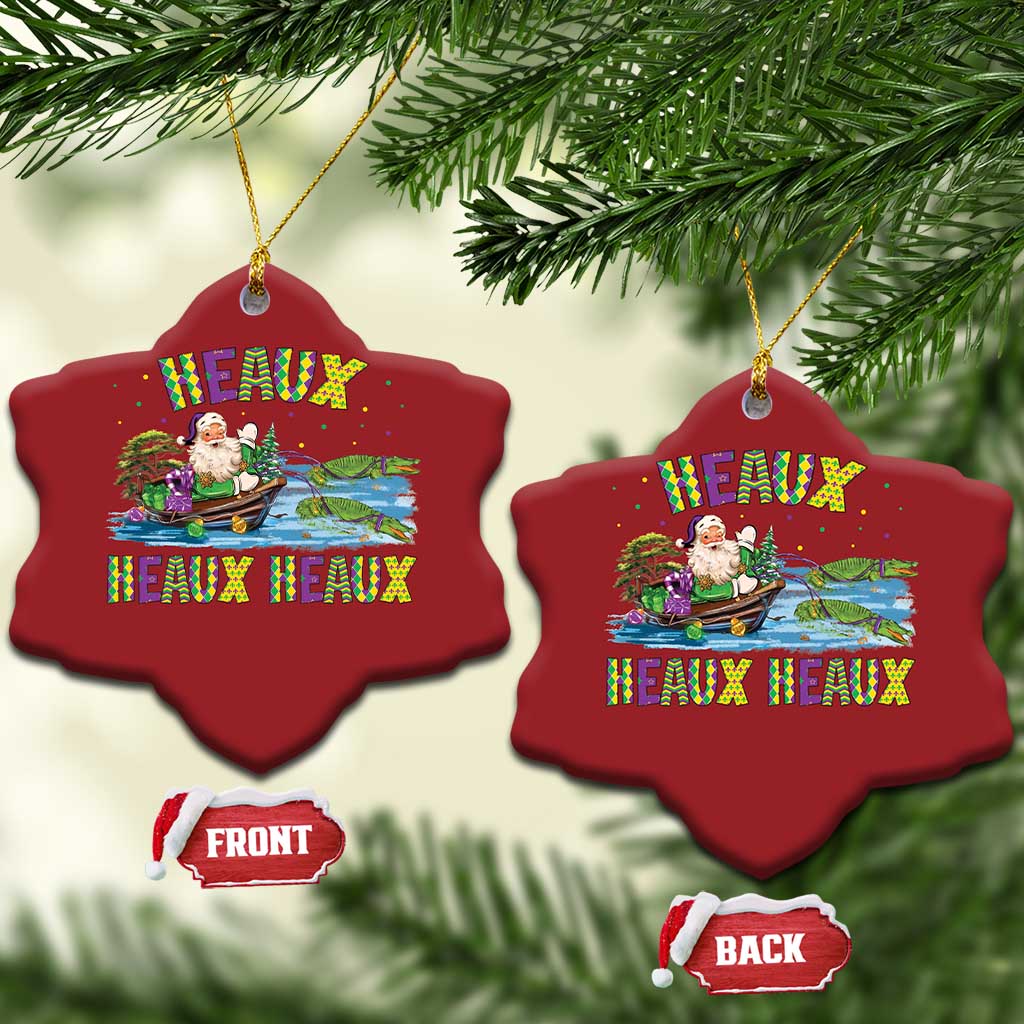 Funny Xmas Cajun Louisiana Christmas Ornament Heaux Heaux Heaux Santa Alligator TS11