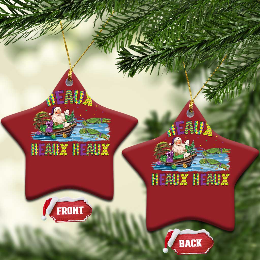 Funny Xmas Cajun Louisiana Christmas Ornament Heaux Heaux Heaux Santa Alligator TS11