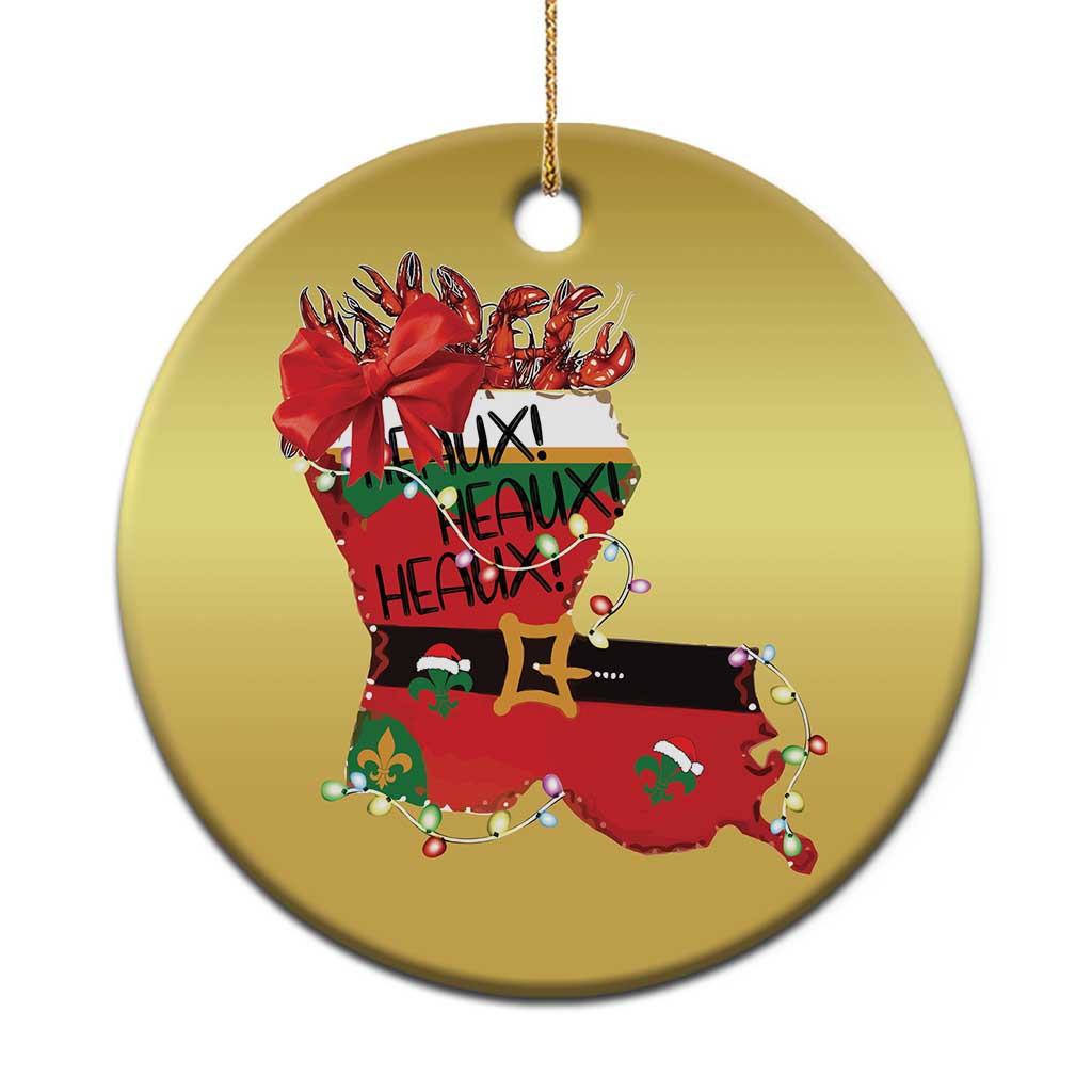 Funny Xmas Cajun Christmas Ornament Triple Heaux Santa Louisiana Map Crawfish TS11