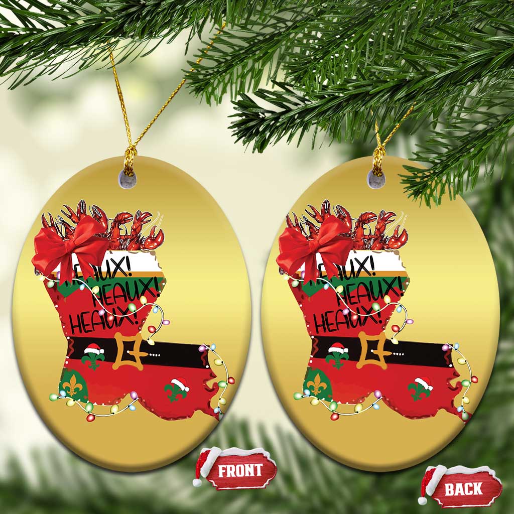 Funny Xmas Cajun Christmas Ornament Triple Heaux Santa Louisiana Map Crawfish TS11