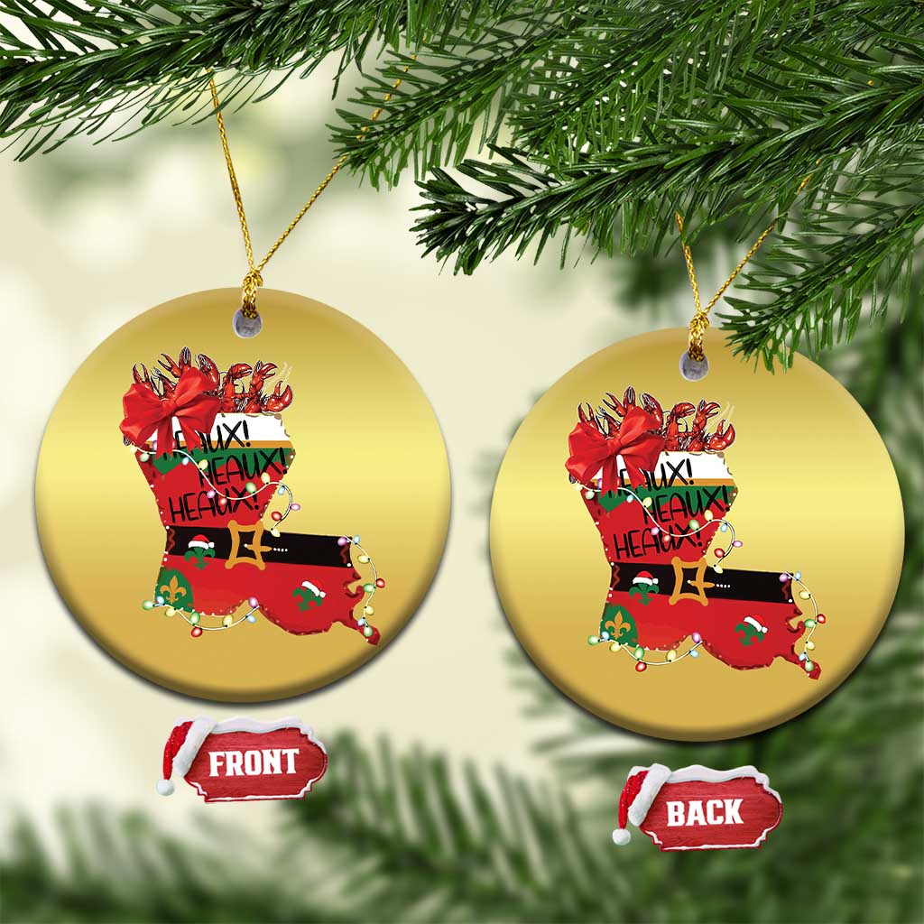 Funny Xmas Cajun Christmas Ornament Triple Heaux Santa Louisiana Map Crawfish TS11