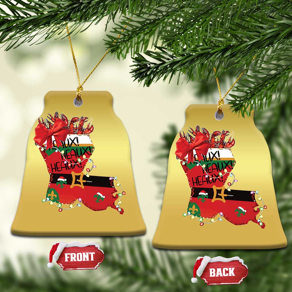 Funny Xmas Cajun Christmas Ornament Triple Heaux Santa Louisiana Map Crawfish TS11
