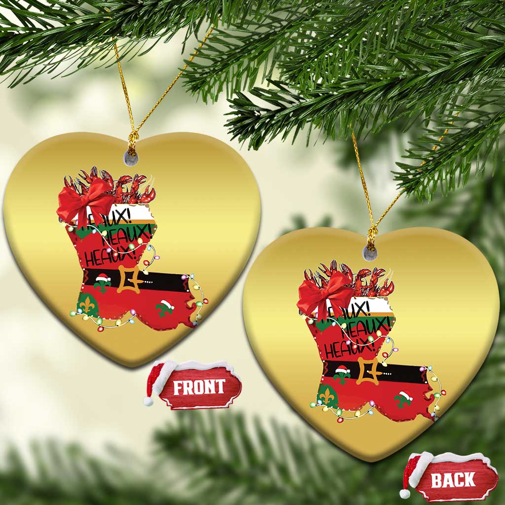 Funny Xmas Cajun Christmas Ornament Triple Heaux Santa Louisiana Map Crawfish TS11
