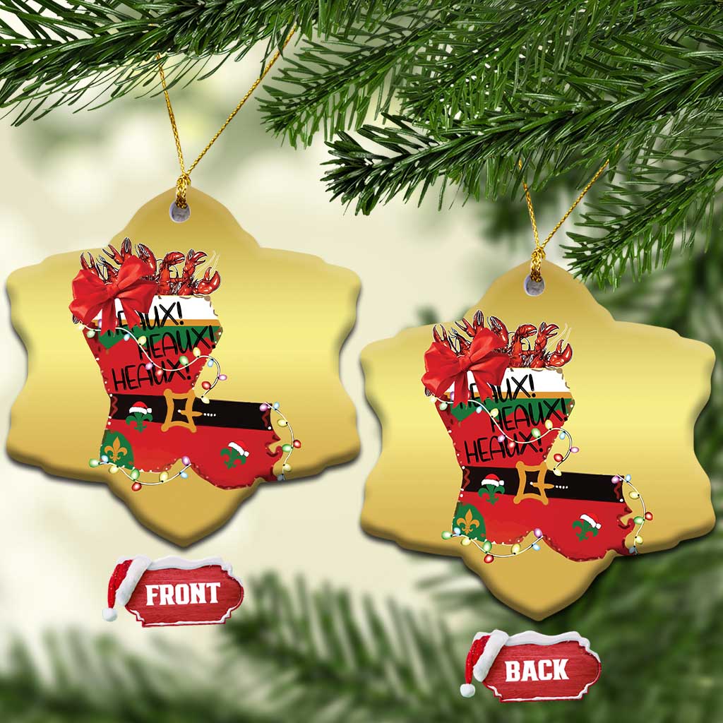 Funny Xmas Cajun Christmas Ornament Triple Heaux Santa Louisiana Map Crawfish TS11