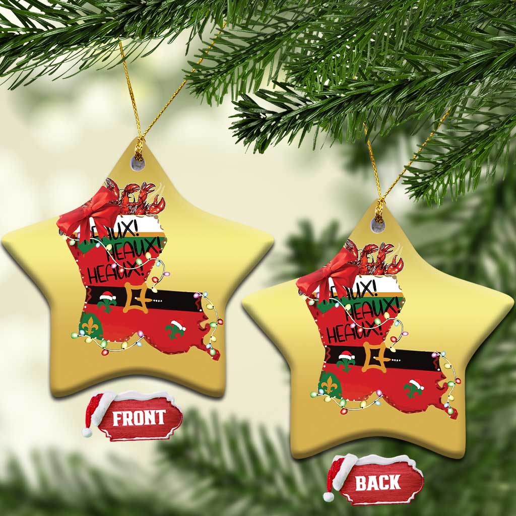 Funny Xmas Cajun Christmas Ornament Triple Heaux Santa Louisiana Map Crawfish TS11