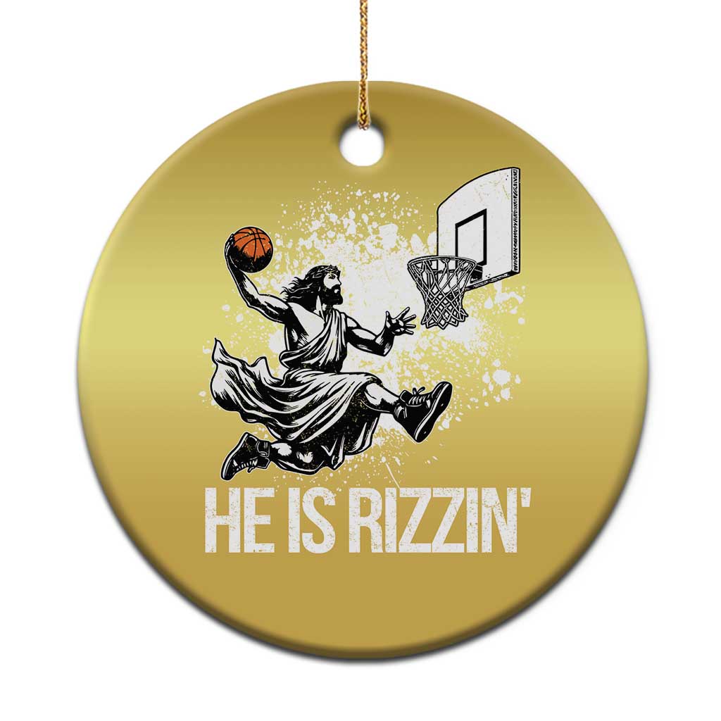 Funny Jesus Basketball Christmas Ornament He Is Rizzin Sport Player Meme TS11