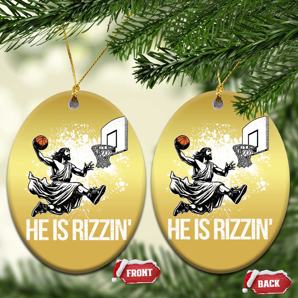 Funny Jesus Basketball Christmas Ornament He Is Rizzin Sport Player Meme TS11