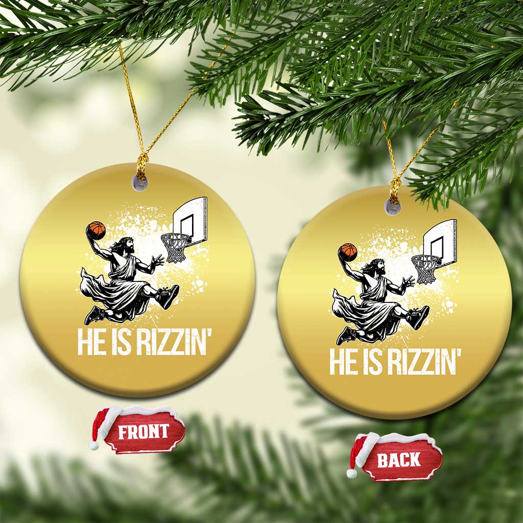 Funny Jesus Basketball Christmas Ornament He Is Rizzin Sport Player Meme TS11