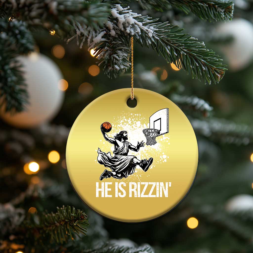 Funny Jesus Basketball Christmas Ornament He Is Rizzin Sport Player Meme TS11