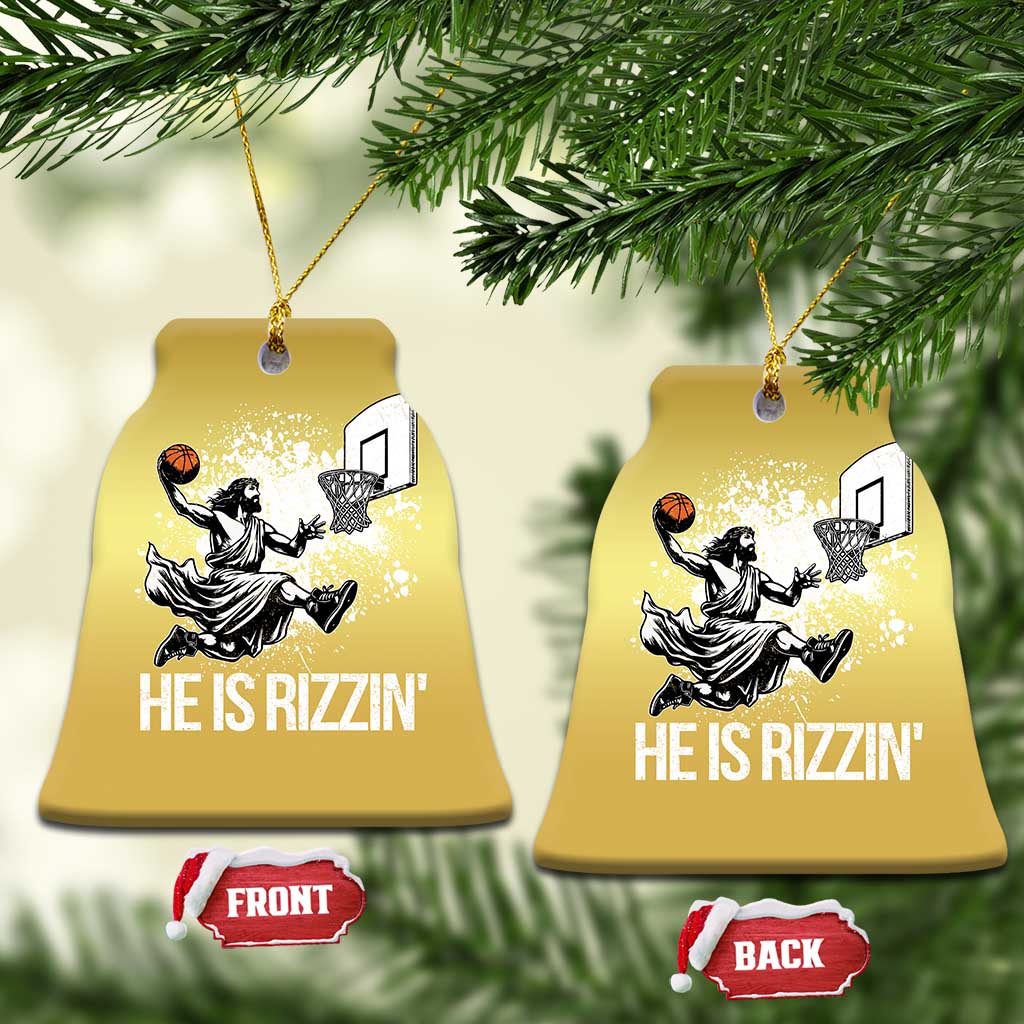 Funny Jesus Basketball Christmas Ornament He Is Rizzin Sport Player Meme TS11