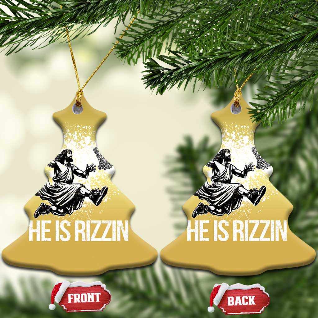 Funny Jesus Basketball Christmas Ornament He Is Rizzin Sport Player Meme TS11