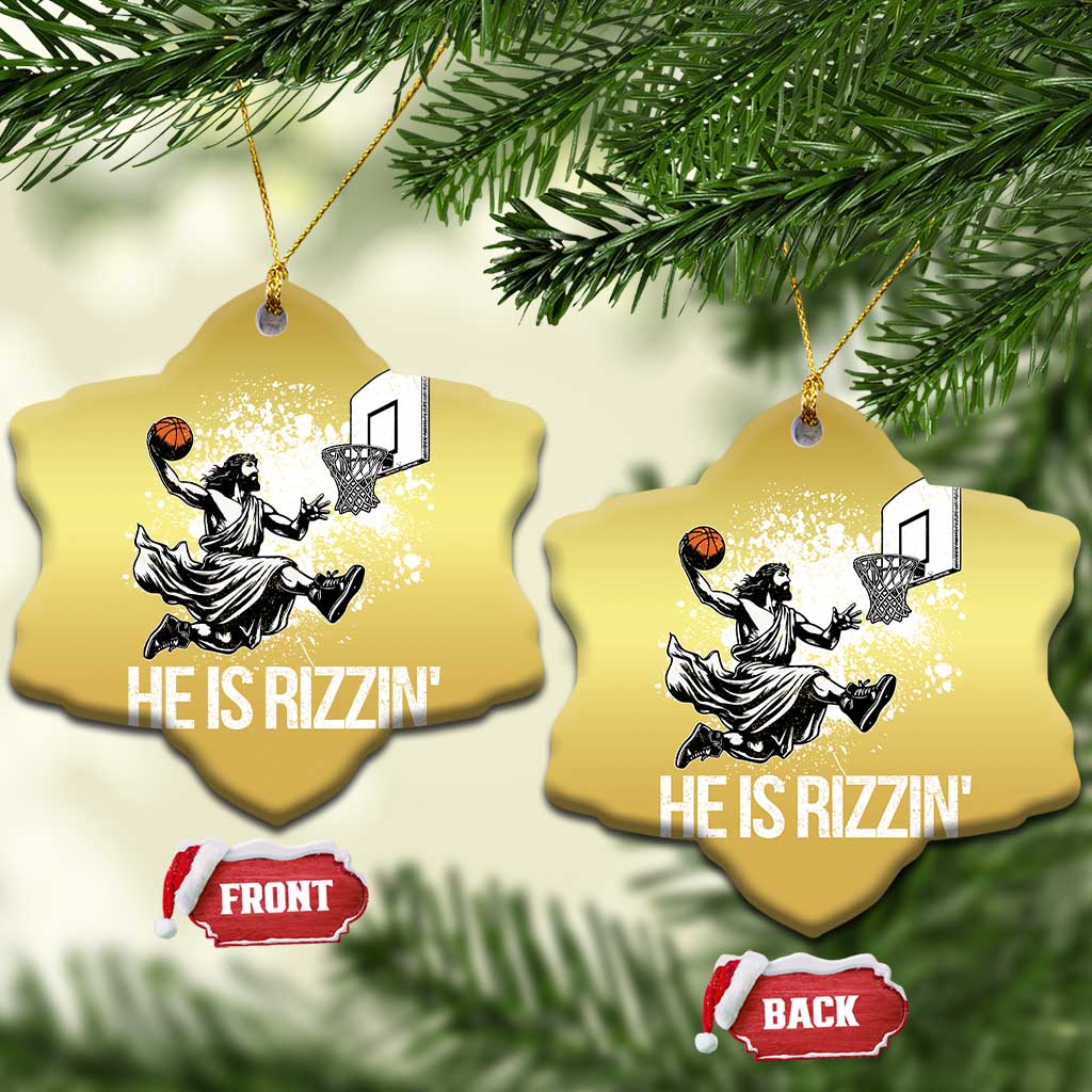 Funny Jesus Basketball Christmas Ornament He Is Rizzin Sport Player Meme TS11