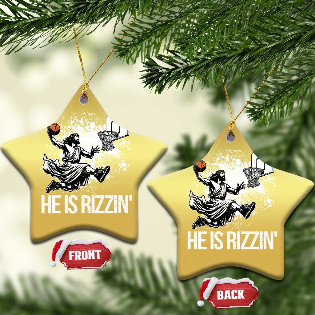 Funny Jesus Basketball Christmas Ornament He Is Rizzin Sport Player Meme TS11