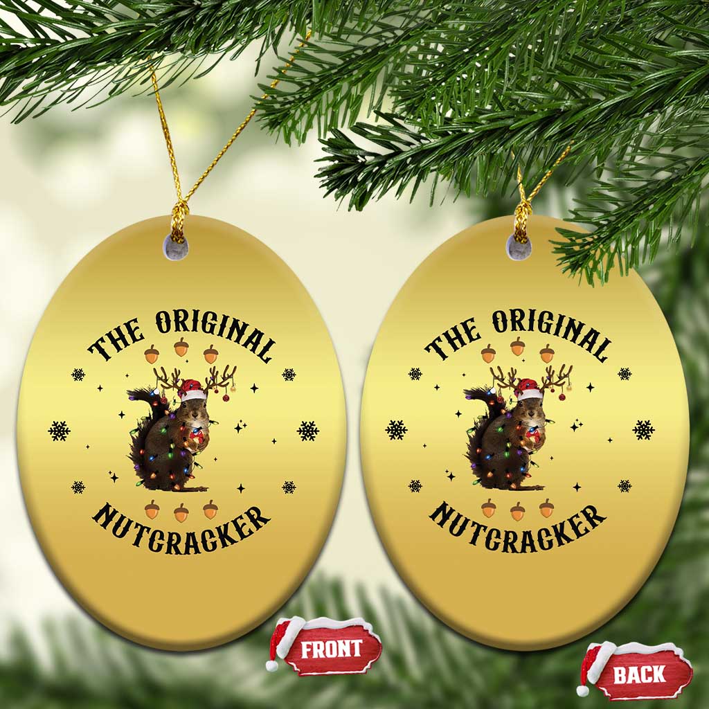 Funny Xmas Squirrel Christmas Ornament The Original Nutcracker Snowflake Santa Hat TS11