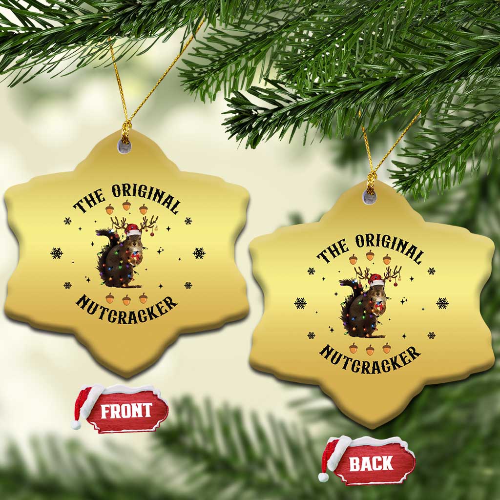 Funny Xmas Squirrel Christmas Ornament The Original Nutcracker Snowflake Santa Hat TS11