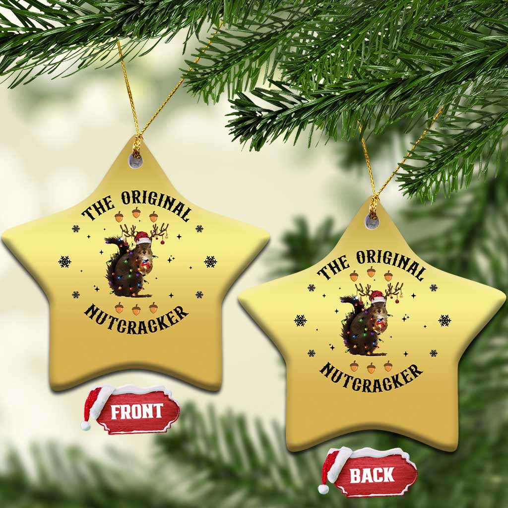 Funny Xmas Squirrel Christmas Ornament The Original Nutcracker Snowflake Santa Hat TS11