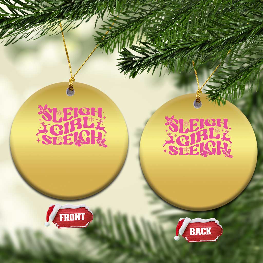 Funny Pink Christmas Christmas Ornament Sleigh Girl Sleigh Reindeer TS11