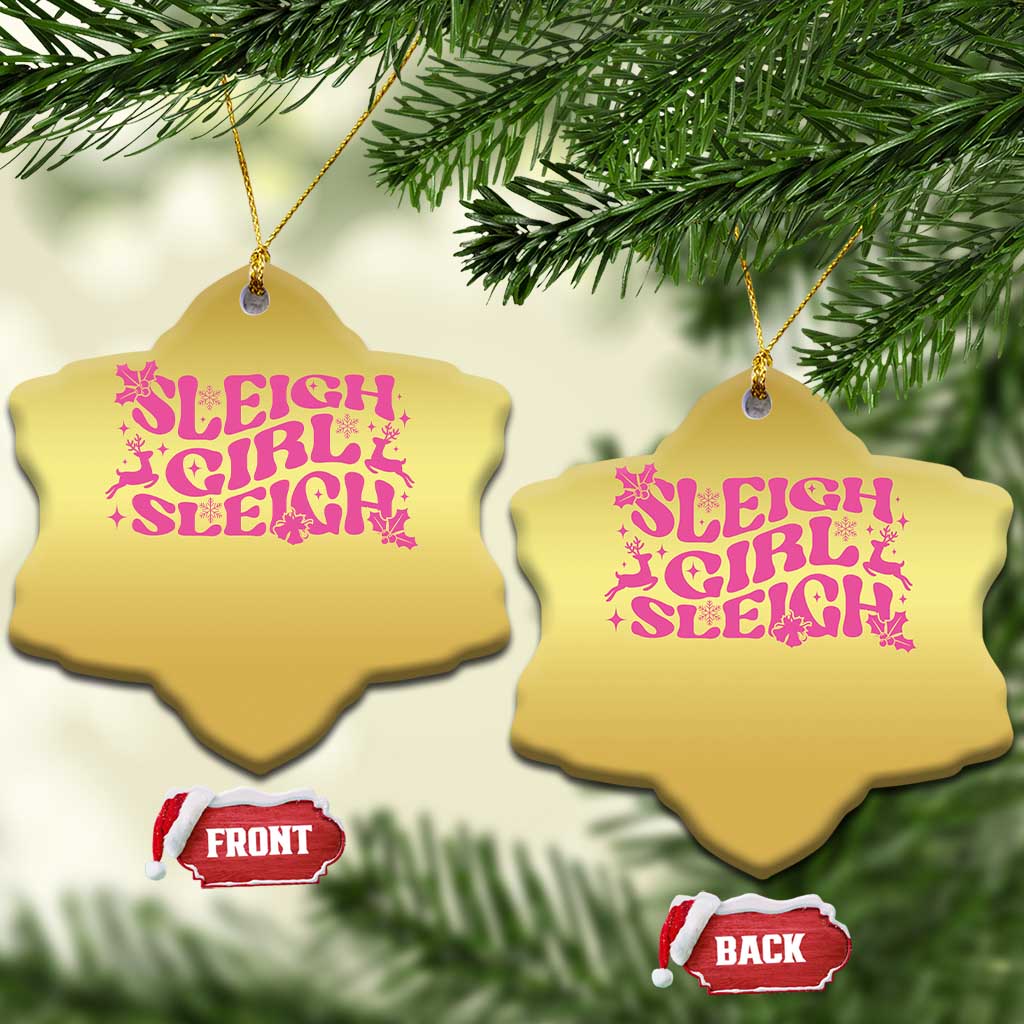 Funny Pink Christmas Christmas Ornament Sleigh Girl Sleigh Reindeer TS11