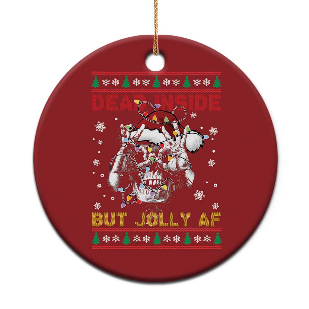 Funny Xmas Skeleton Christmas Ornament Dead Inside But Jolly AF Santa Hat TS11