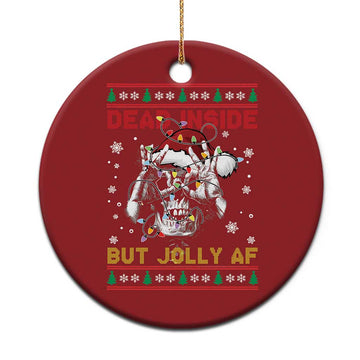 Funny Xmas Skeleton Christmas Ornament Dead Inside But Jolly AF Santa Hat TS11