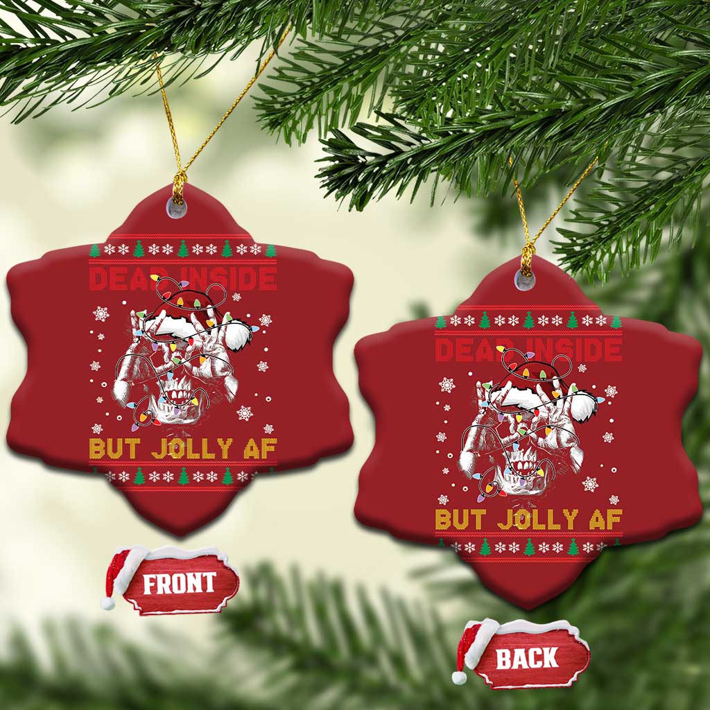 Funny Xmas Skeleton Christmas Ornament Dead Inside But Jolly AF Santa Hat TS11