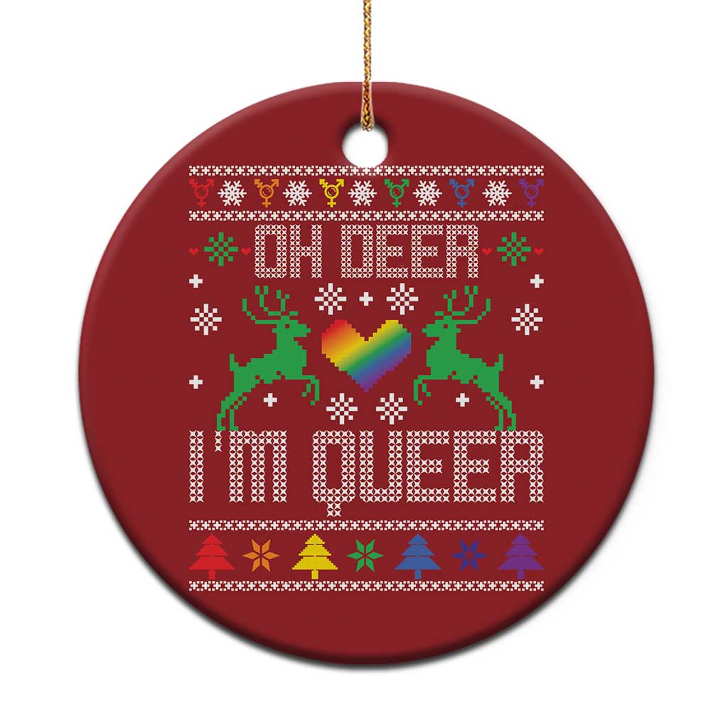 Funny LGBT Xmas Christmas Ornament Oh Deer I'm Queer Rainbow LGBT Flag TS11