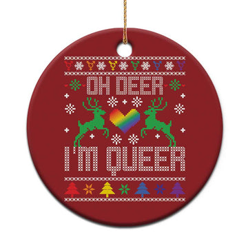 Funny LGBT Xmas Christmas Ornament Oh Deer I'm Queer Rainbow LGBT Flag TS11