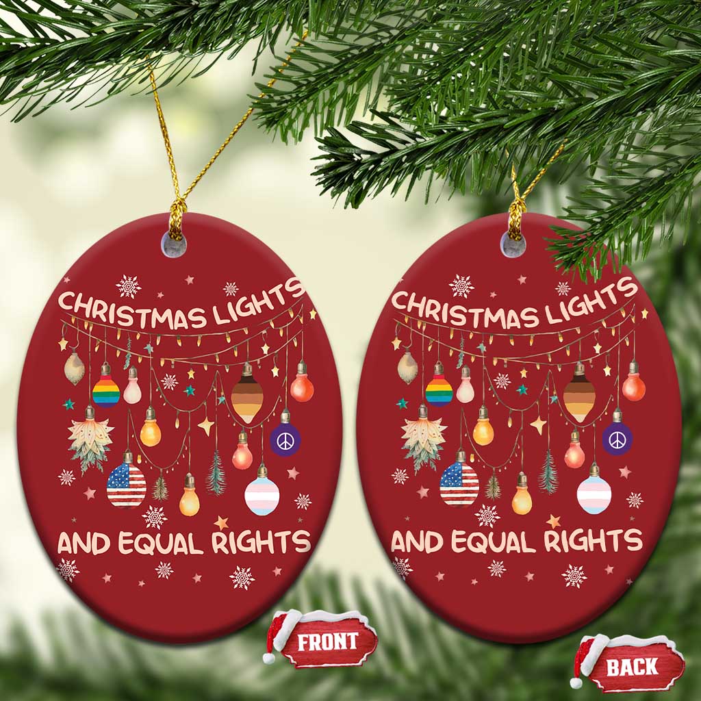 Xmas Lights And Equal Rights LGBTQ Christmas Ornament TS11