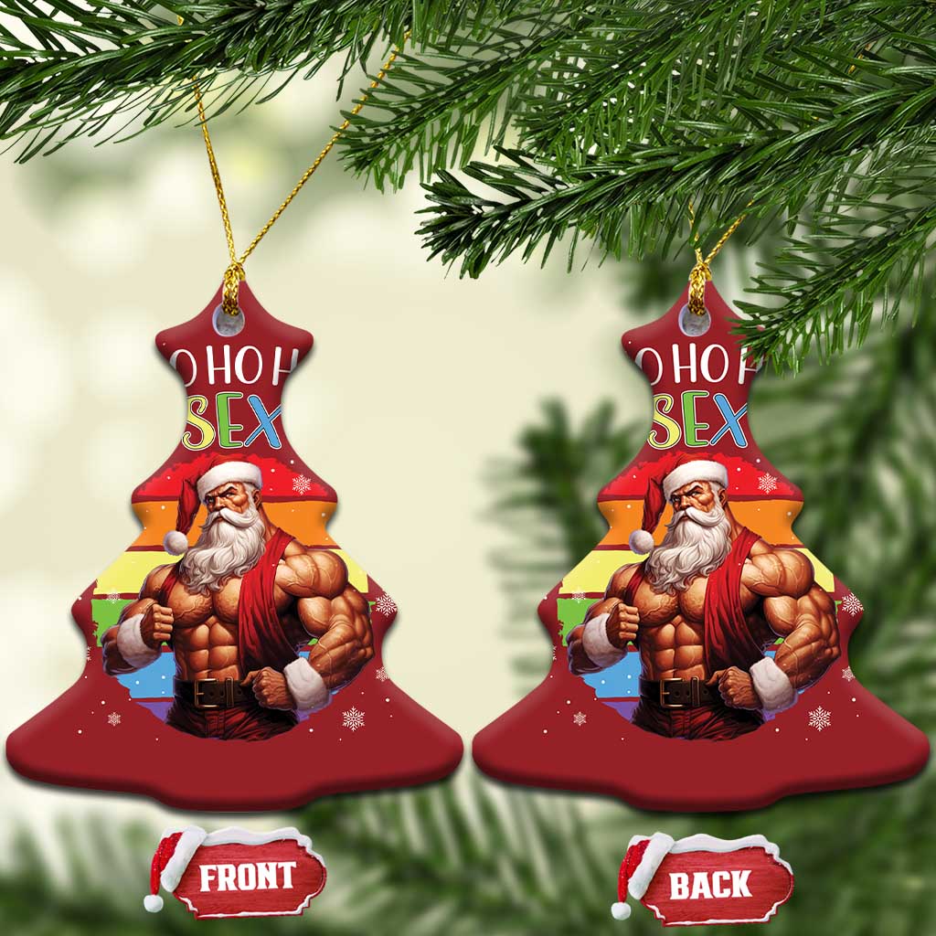 Funny Xmas LGBT Christmas Ornament Ho Ho Ho Mosexual Rainbow Santa TS11