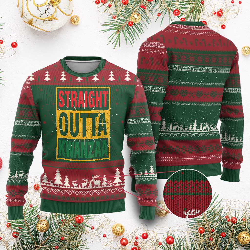 Funny Straight Outta Kwanzaa African American Heritage Xmas Holiday Ugly Christmas Sweater TS11