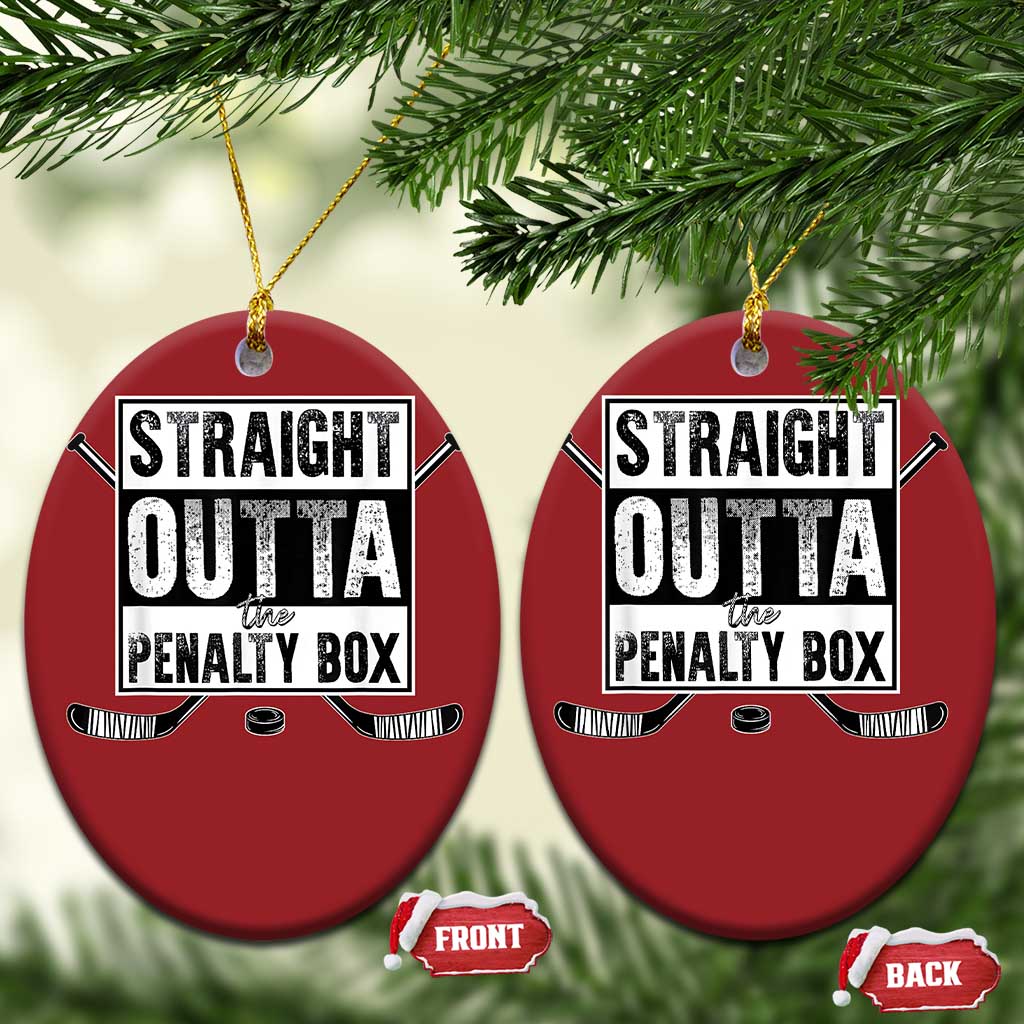 Funny Ice Hockey Christmas Ornament Straight Outta The Penalty Box Vintage Ice Hockey Sticks TS11