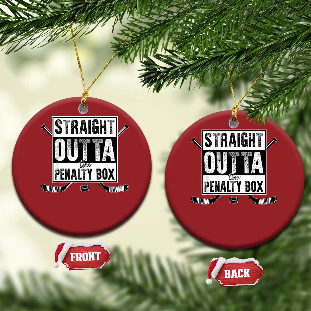 Funny Ice Hockey Christmas Ornament Straight Outta The Penalty Box Vintage Ice Hockey Sticks TS11