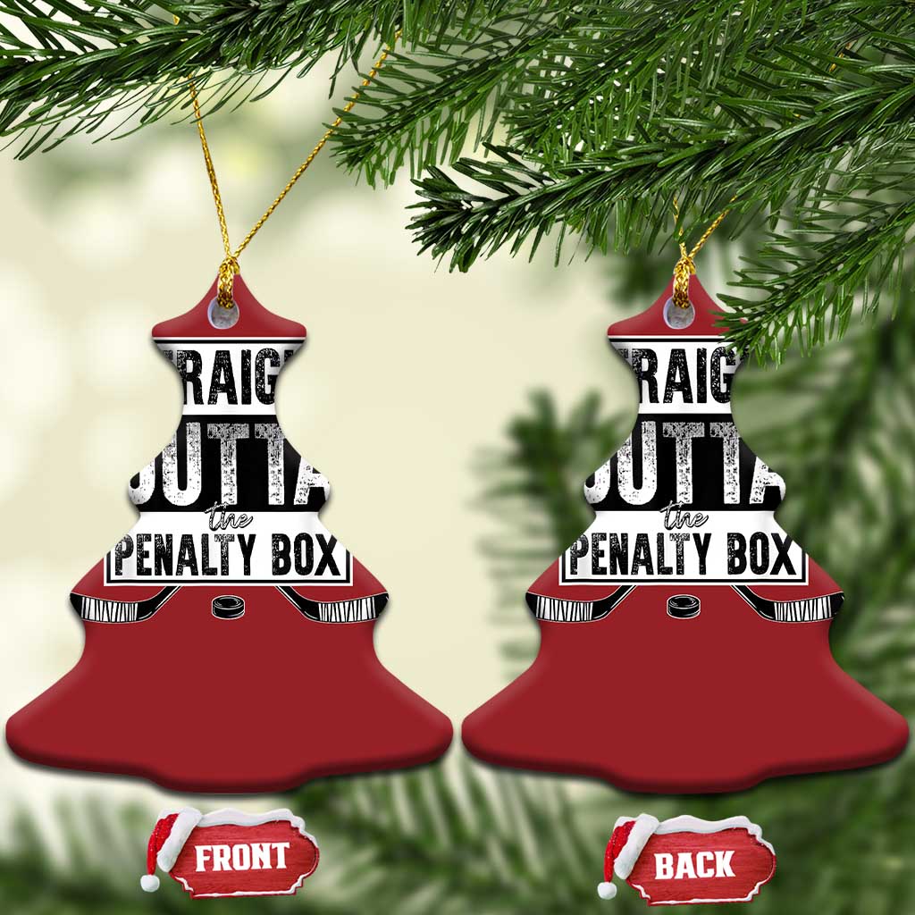 Funny Ice Hockey Christmas Ornament Straight Outta The Penalty Box Vintage Ice Hockey Sticks TS11