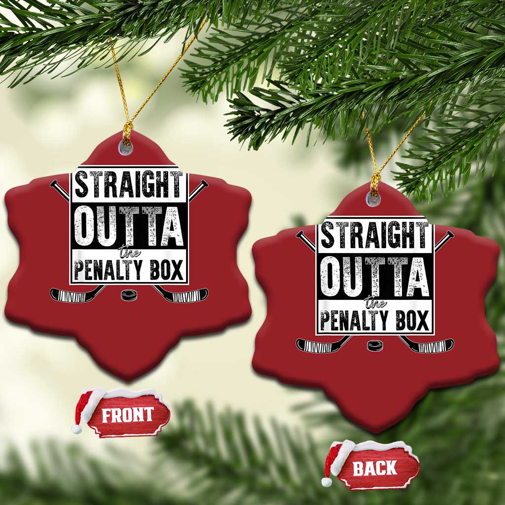Funny Ice Hockey Christmas Ornament Straight Outta The Penalty Box Vintage Ice Hockey Sticks TS11