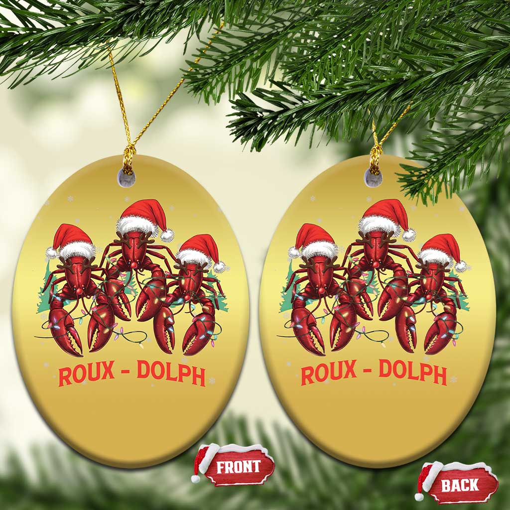 Funny Xmas Cajun Louisiana Christmas Ornament Roux-Dolph Crawfish Reindeers Santa Hat TS11