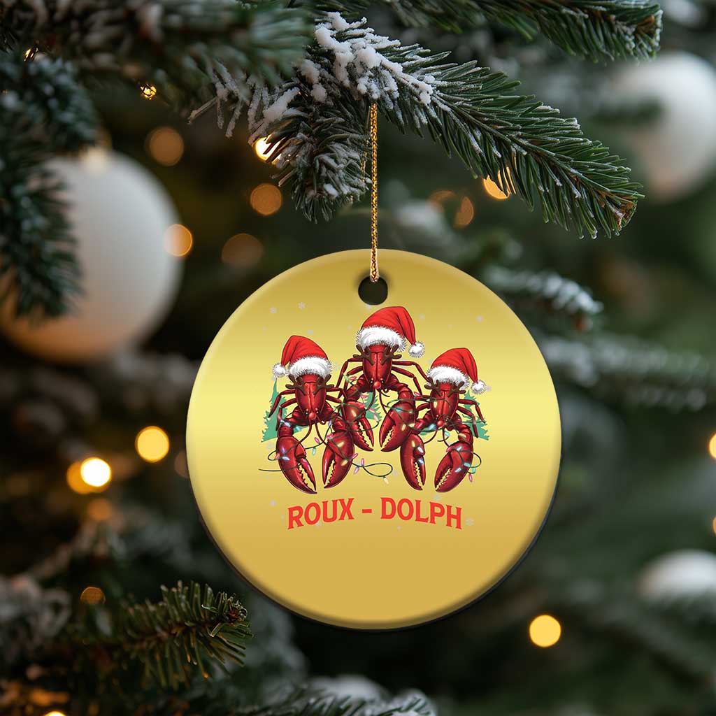 Funny Xmas Cajun Louisiana Christmas Ornament Roux-Dolph Crawfish Reindeers Santa Hat TS11