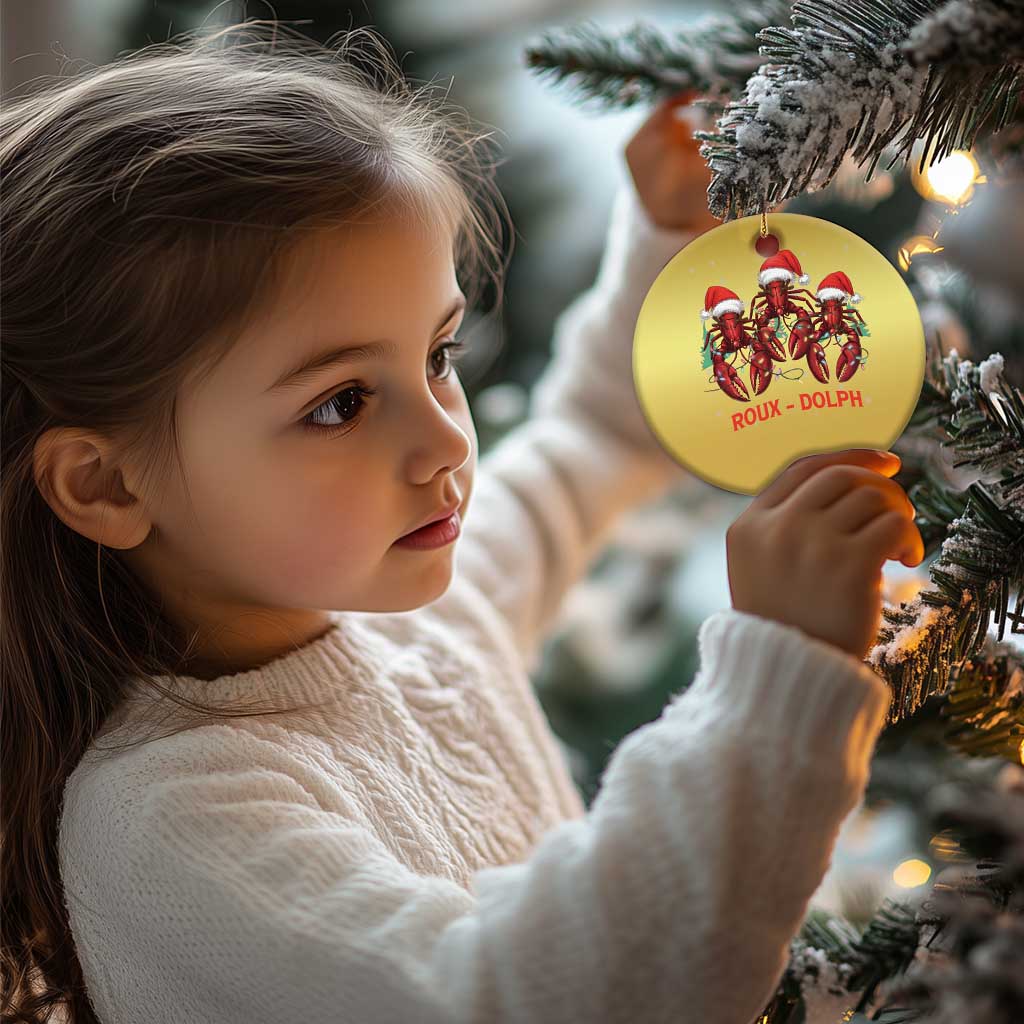 Funny Xmas Cajun Louisiana Christmas Ornament Roux-Dolph Crawfish Reindeers Santa Hat TS11