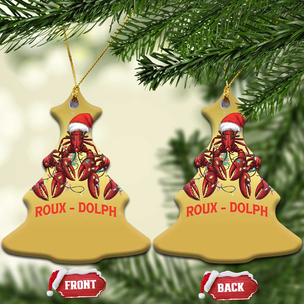 Funny Xmas Cajun Louisiana Christmas Ornament Roux-Dolph Crawfish Reindeers Santa Hat TS11