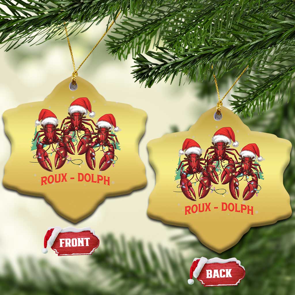 Funny Xmas Cajun Louisiana Christmas Ornament Roux-Dolph Crawfish Reindeers Santa Hat TS11