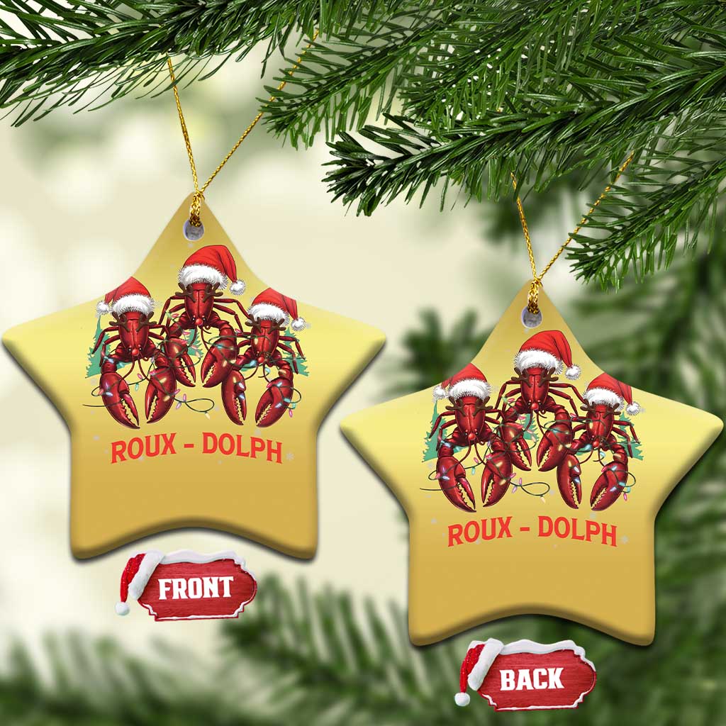 Funny Xmas Cajun Louisiana Christmas Ornament Roux-Dolph Crawfish Reindeers Santa Hat TS11