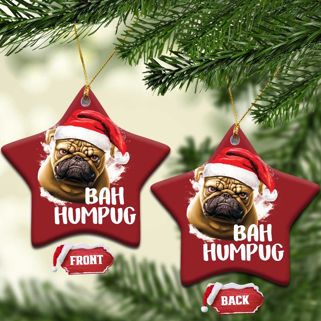Funny Xmas Pug Dog Christmas Ornament Bah Humpug Humbug Cute Pet TS11