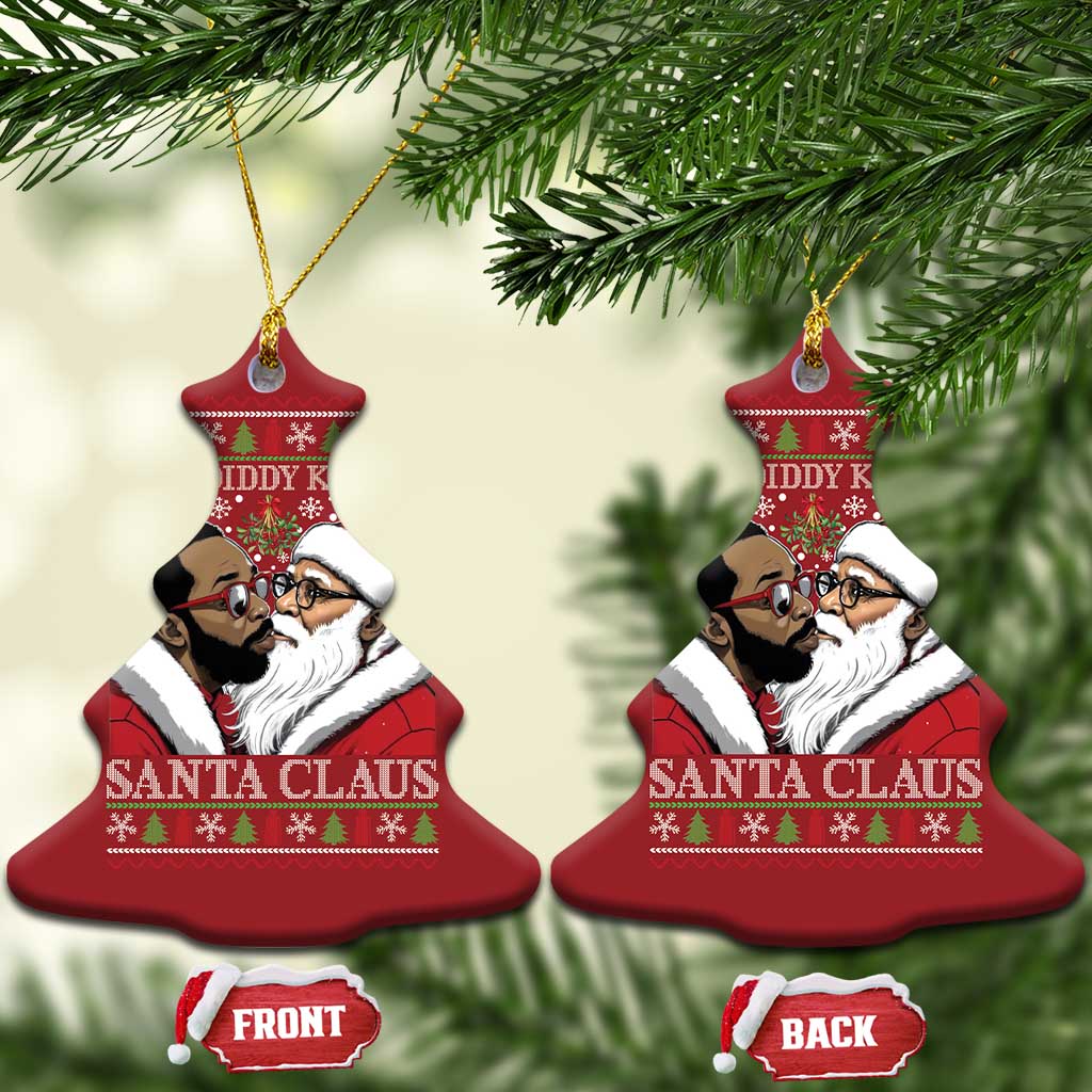 Funny I Saw Diddy Kissing Santa Claus Xmas Mistletoe Christmas Ornament TS11