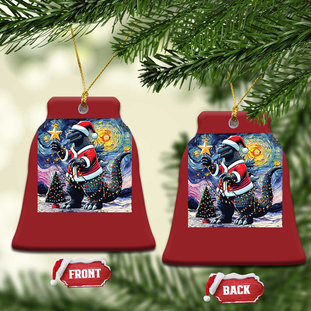 Funny Xmas Santa Godzilla Japanese Monster Starry Night Christmas Ornament TS11