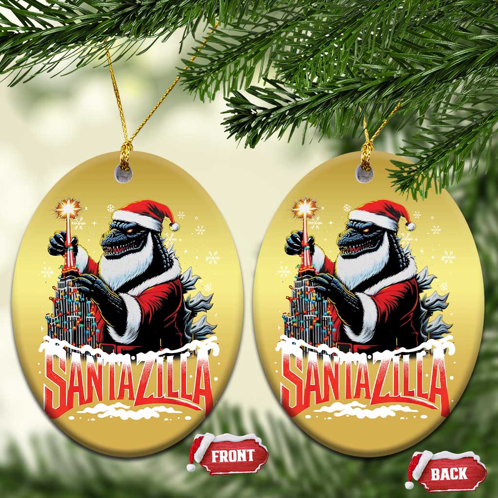 Funny Xmas Santa Godzilla Christmas Ornament Santazilla Tower Xmas Tree TS11