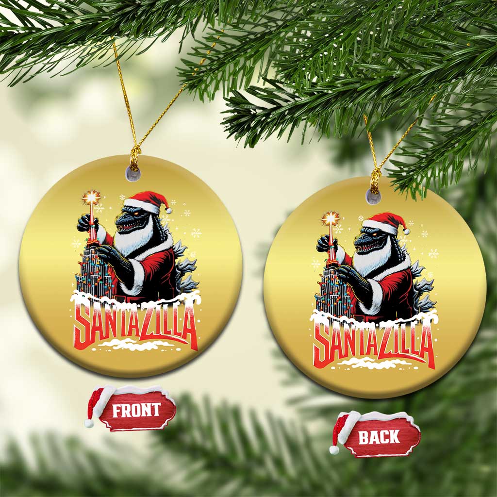 Funny Xmas Santa Godzilla Christmas Ornament Santazilla Tower Xmas Tree TS11